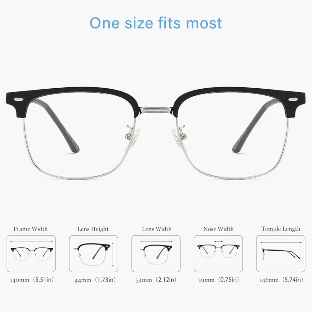Blue Light Blocking Anti Eyestrain Lens Eyeglasses Semi Rimless Silver - Picture 4 of 6